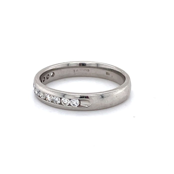 Ring - 14 karat Hvidguld Diamant (Natur)