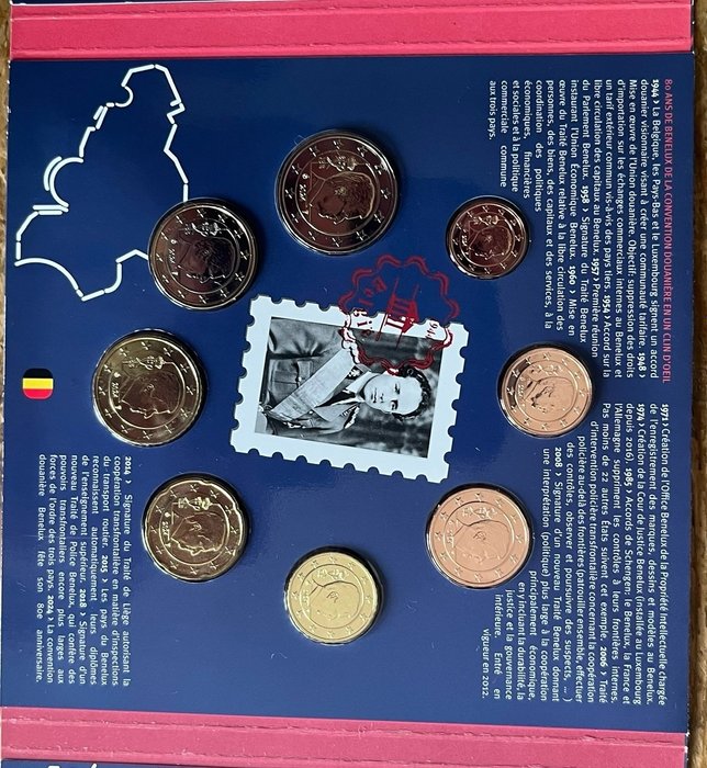 Benelux. BeNeLux set 2024 "80 Jaar Benelux" (incl. penning)  (Ingen mindstepris)