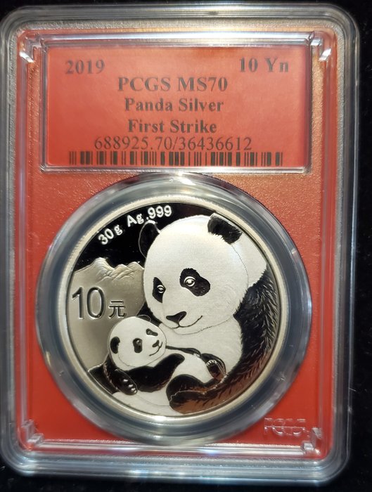 Kina. 10 Yuan 2019 Panda, 30g (.999) - MS70  (Ingen mindstepris)