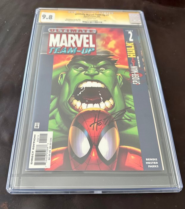 Ultimate Marvel Team-Up #2 - Hulk Appearance - Signed By Phil Hester! - Ultimate Marvel Team-Up #2 Signature Series CGC 9.8 - 1 Signed graded comic - Første udgave - 2001 - CGC 9.8