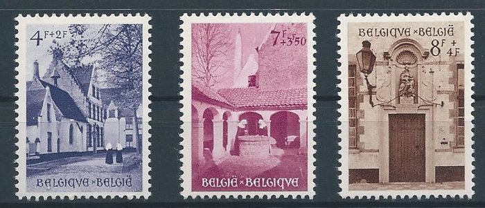 Belgien 1954 - Komplet bind med Begijnhof Brugge, Breendonk II og andre. - OBP 938/960