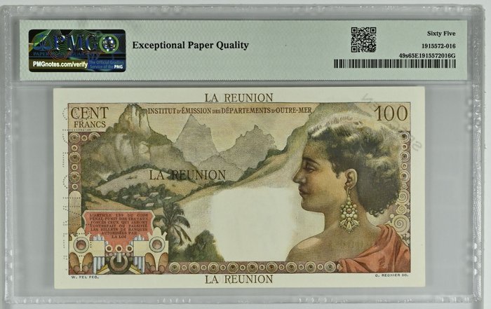 Réunion. - 100 Francs - ND (1960) - Specimen - Pick 49s