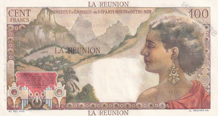 Réunion. - 100 Francs - ND (1960) - Specimen - Pick 49s