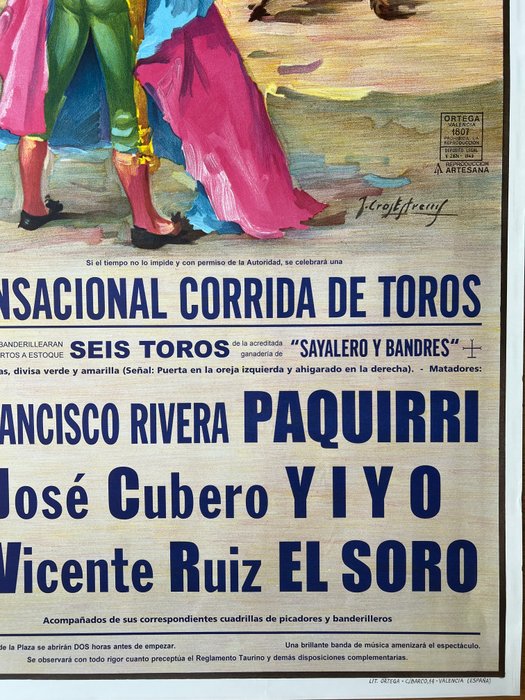 Anonymous - poster pubblicitario Plaza de Toros (corrida) – 1984 - offset