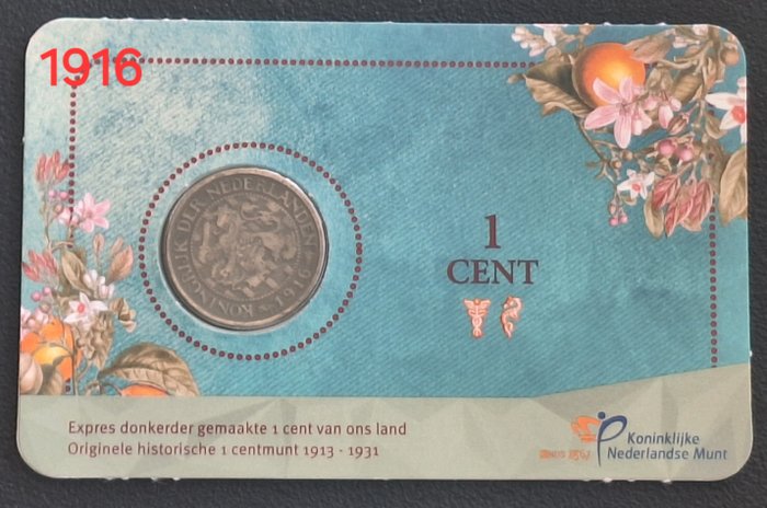 Holland Coincard 1 cent 1928  (Ingen mindstepris)