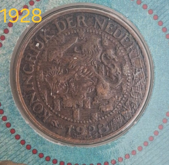 Holland Coincard 1 cent 1928  (Ingen mindstepris)