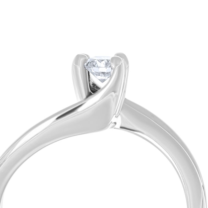 Ring - 18 kraat Hvidguld -  0.16ct. tw. Diamant (Natur)