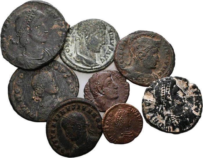 Romarriket Lot of 8 Folles 4th century AD  (Ingen mindstepris)