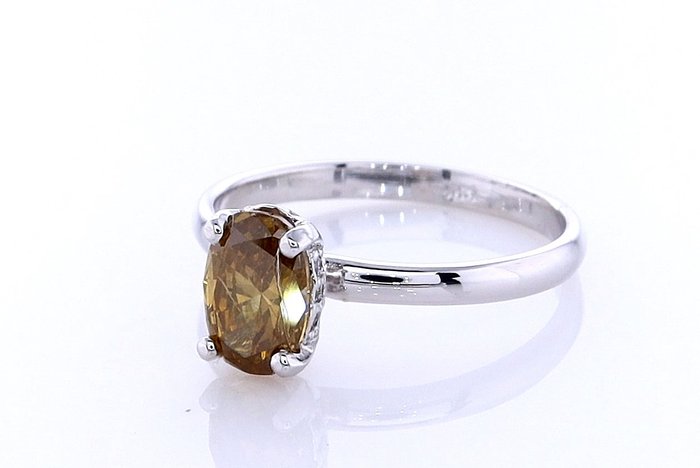 Ring - 14 karat Hvidguld -  0.91ct. tw. Diamant (Naturfarvet) - Diamant