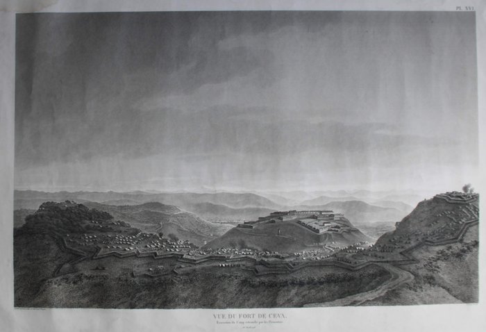 Europa - Italien / Ceva / Piemonte; Giuseppe Bagetti / Jean Schroeder - Vue du Fort de Ceva Evacuaction du camp retranchè par les Piemontais 16 Avril 1796 - 1821-1850