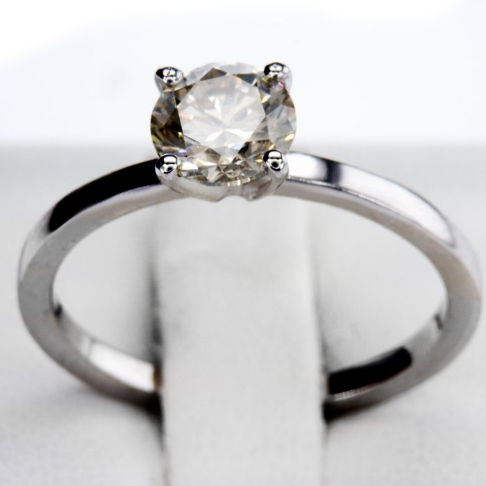 Ingen mindstepris - Forlovelsesring - 14 karat Hvidguld -  114ct tw Diamant (Naturfarvet)