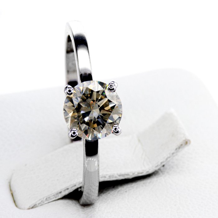 Ingen mindstepris - Forlovelsesring - 14 karat Hvidguld -  114ct tw Diamant (Naturfarvet)