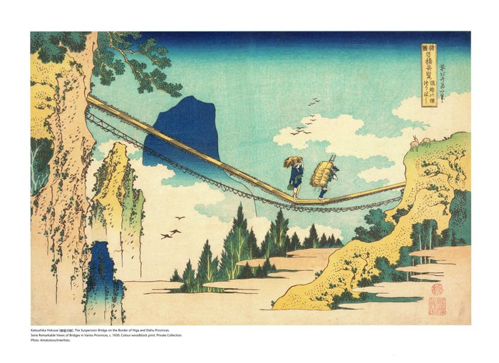 Katsushika Hokusai 葛飾北斎 (after) - Hanging-Cloud Bridge, Mount Gyodo, Ashikaga