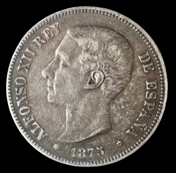 Spanien. Alfonso XII (1874-1885). 5 Pesetas - 1875 DEM - (R625)  (Ingen mindstepris)