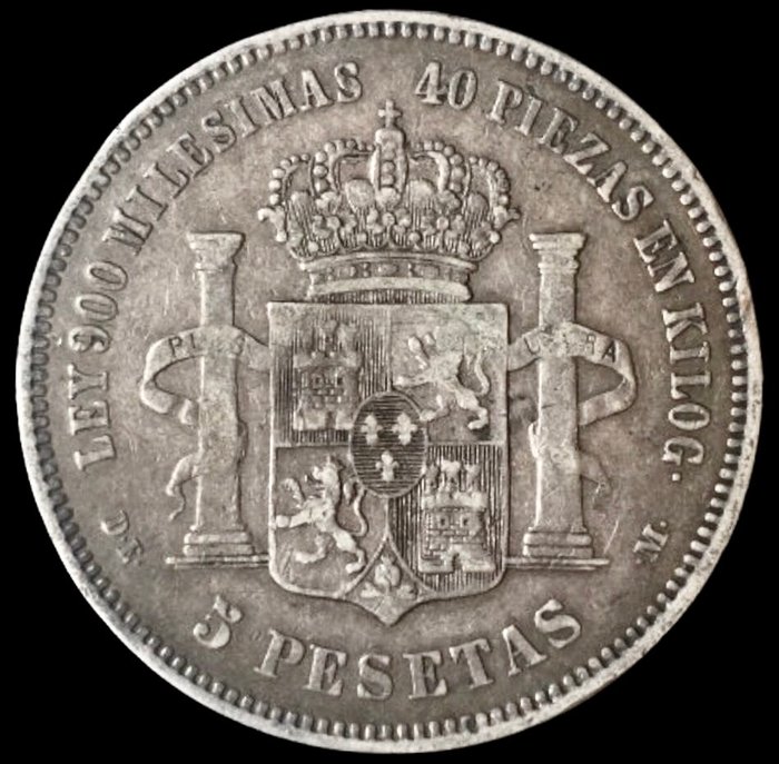 Spanien. Alfonso XII (1874-1885). 5 Pesetas - 1875 DEM - (R625)  (Ingen mindstepris)