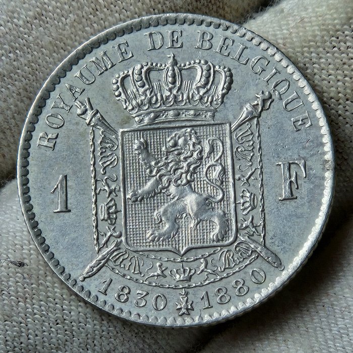 Belgien. Leopold II (1865-1909). 1 Franc 1880  (Ingen mindstepris)