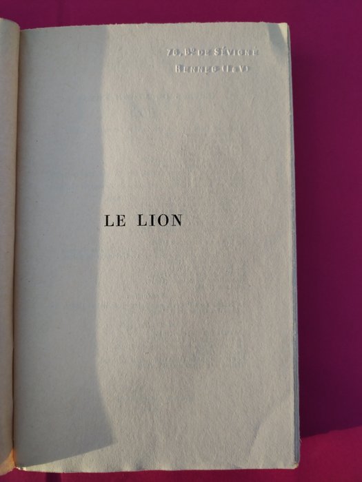 Signé; Joseph Kessel - Le Lion - 1958