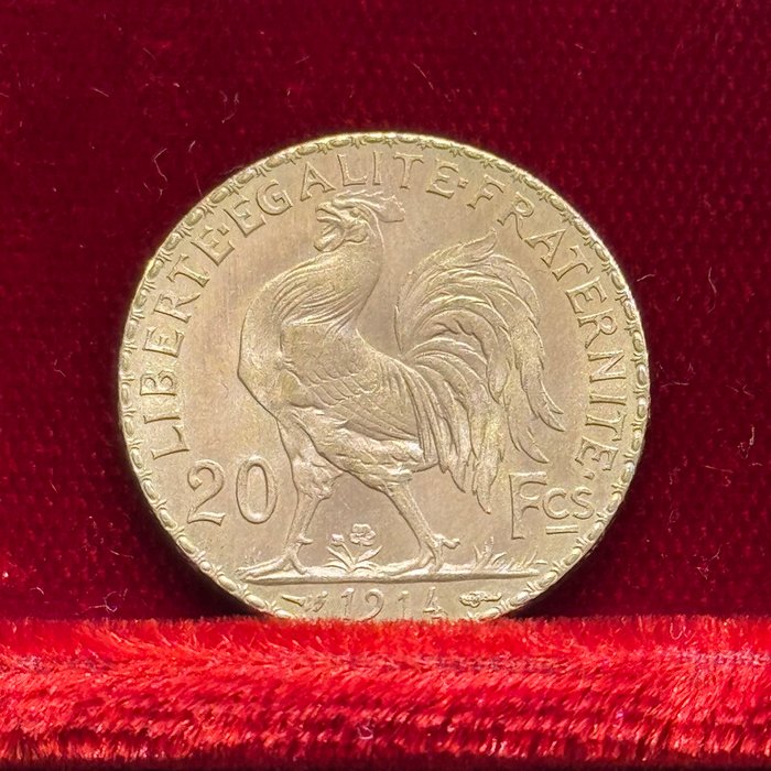 6,45 grams - Guld 900 - 20 Francs Coq / Marianne - Præget bar