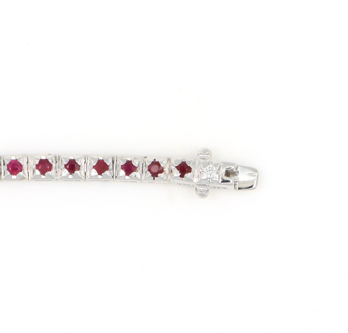 Ingen mindstepris - Armbånd - 18 kraat Hvidguld -  1.68ct. tw. Rubin - Diamant