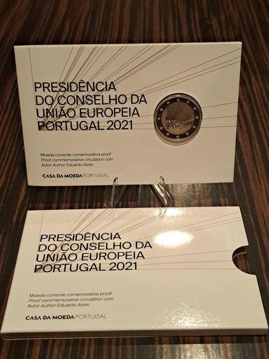 Portugal. 2 Euro 2021 "Presidência do Conselho da UE" (2 moedas) Proof + BU  (Ingen mindstepris)