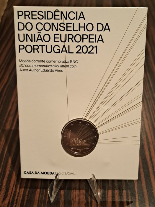 Portugal. 2 Euro 2021 "Presidência do Conselho da UE" (2 moedas) Proof + BU  (Ingen mindstepris)