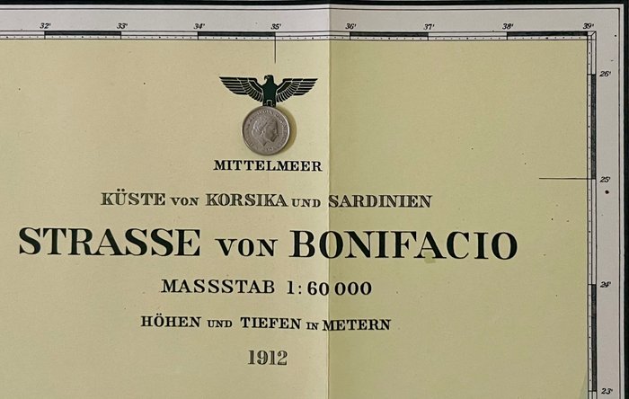 Frankrig-Korsika, Italien-Sardinien - Middelhavet, Korsika, Sardinien; Oberkommando der Kriegsmarine / Dietrich Reimer (Andrews  Steiner) - Mittelmeer - Küste von Korsika und Sardinien - Strasse von Bonifacio - Nr. 438 - 2310/13 Blatt 12 - - 1912 - 1942