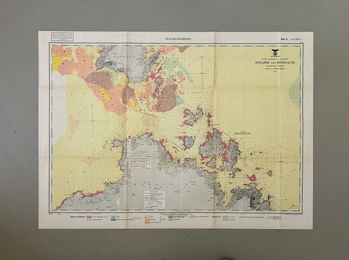 Frankrig-Korsika, Italien-Sardinien - Middelhavet, Korsika, Sardinien; Oberkommando der Kriegsmarine / Dietrich Reimer (Andrews  Steiner) - Mittelmeer - Küste von Korsika und Sardinien - Strasse von Bonifacio - Nr. 438 - 2310/13 Blatt 12 - - 1912 - 1942