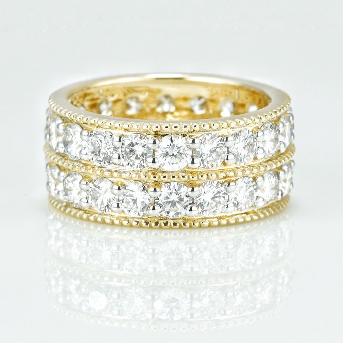 Ring - 14 karat Gulguld -  435ct tw Diamant (Laboratoriedyrket) - Bryllups band