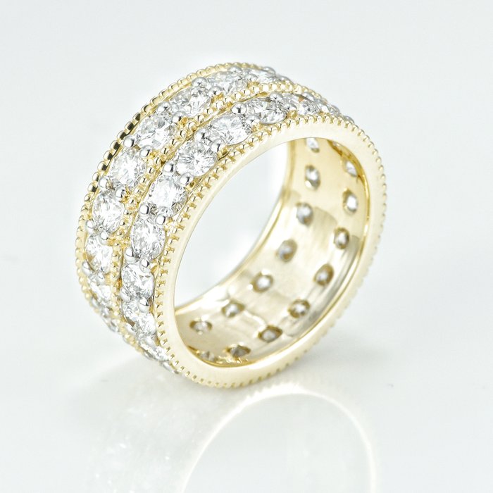 Ring - 14 karat Gulguld -  435ct tw Diamant (Laboratoriedyrket) - Bryllups band