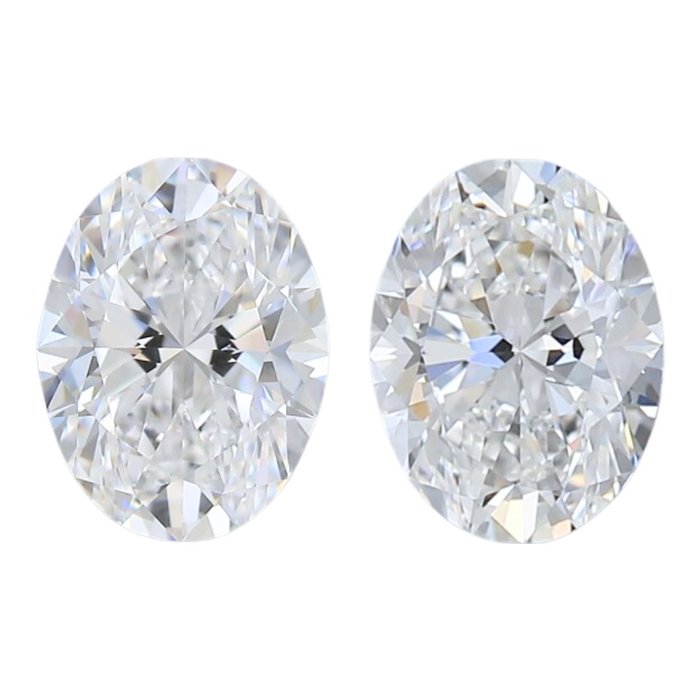 2 pcs Diamant  (Natur)  - 1.40 ct - Oval - D (farveløs), E - VVS1 - Gemological Institute of America (GIA)