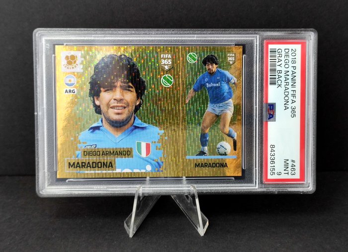 2018 Panini FIFA 365 Diego Maradona - Gray Back PSA 9 Graded card