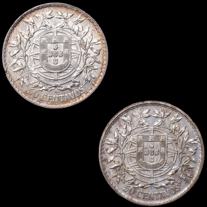 Portugal. Republic. 50 centavos 1913/ 1916 (2 monedas)  (Ingen mindstepris)