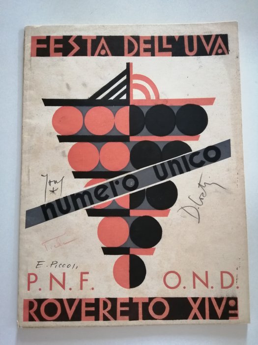 Signed; Fortunato Depero - Numero unico composto da un gruppo di artisti trentini per la festa dell'uva di Rovereto - 1936