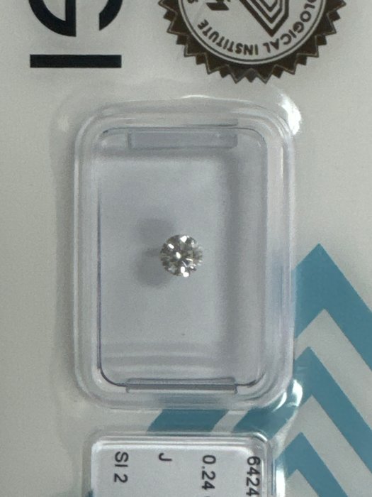 Ingen mindstepris - 1 pcs Diamant  (Natur)  - 024 ct - Rund - J - SI2 - International Gemological Institute (IGI)