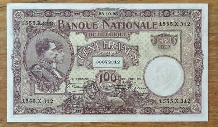 Belgien. - 100 Francs 1925 - Pick 95  (Ingen mindstepris)