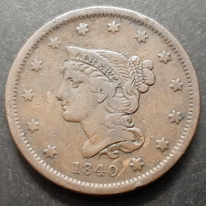 Förenta staterna. 1 Cent 1840 Liberty Head