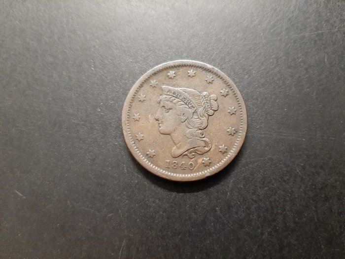 Förenta staterna. 1 Cent 1840 Liberty Head