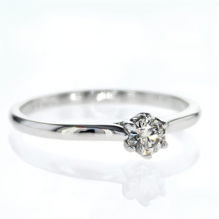 Forlovelsesring - 14 karat Hvidguld -  0.23ct. tw. Diamant (Natur)