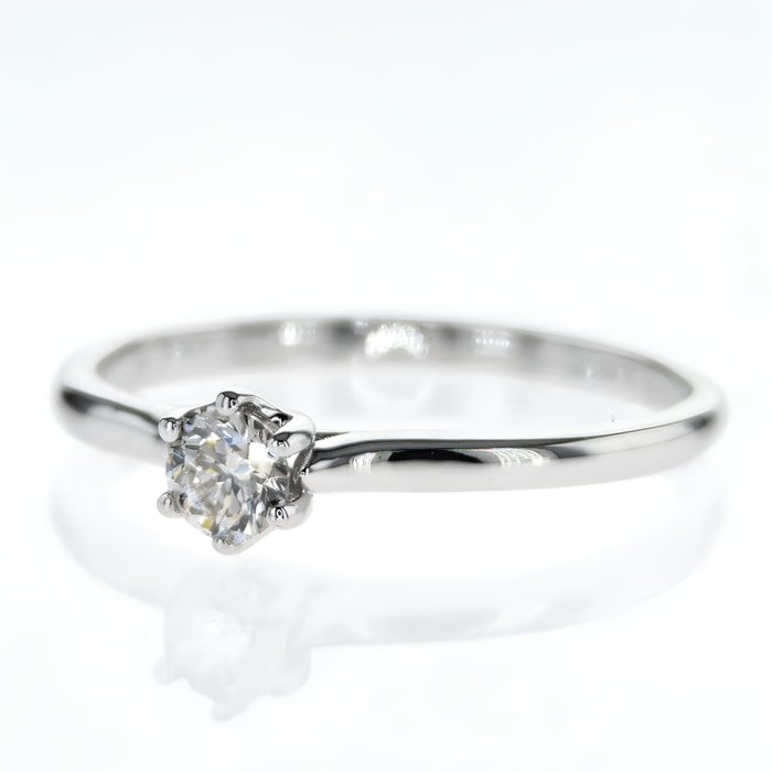 Forlovelsesring - 14 karat Hvidguld -  0.23ct. tw. Diamant (Natur)