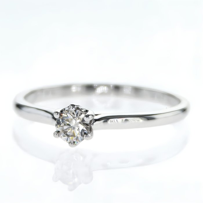 Forlovelsesring - 14 karat Hvidguld -  0.23ct. tw. Diamant (Natur)