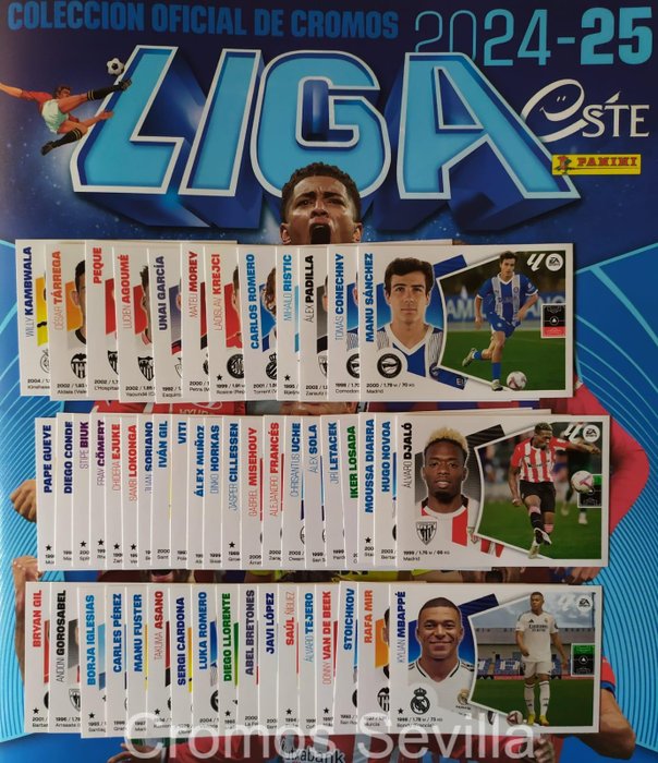 Panini - Liga Este 2024/25 - Huge, read description.. - Kylian Mbappé, Lamine Yamal - 1 Empty album + complete loose sticker set