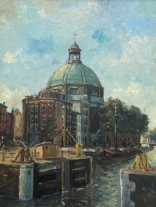 H Noordam (1922 - 1970) - Amsterdams stadsgezicht