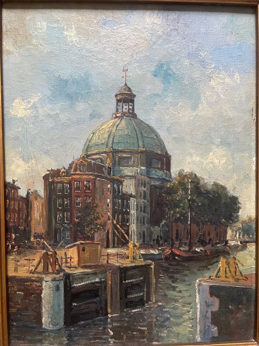 H Noordam (1922 - 1970) - Amsterdams stadsgezicht