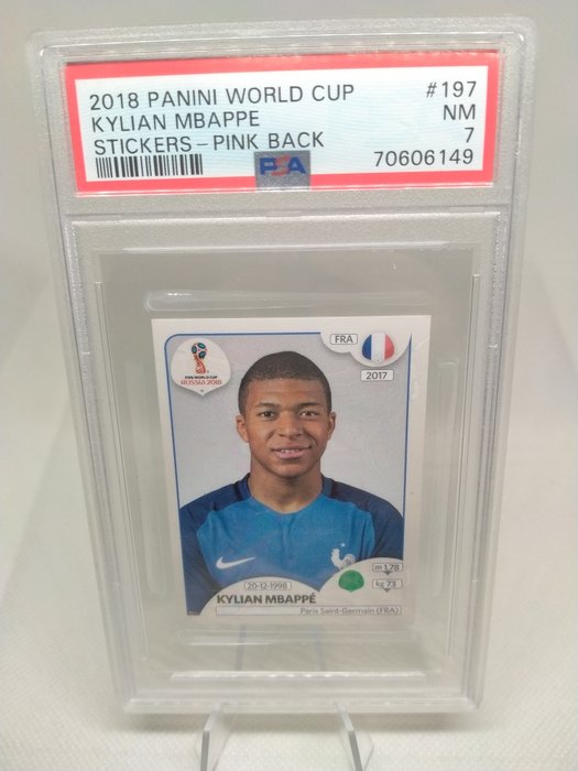 2018 - Panini - World Cup Stickers - Kylian Mbappé - #197 Pink Back - 1 Graded sticker - PSA 7