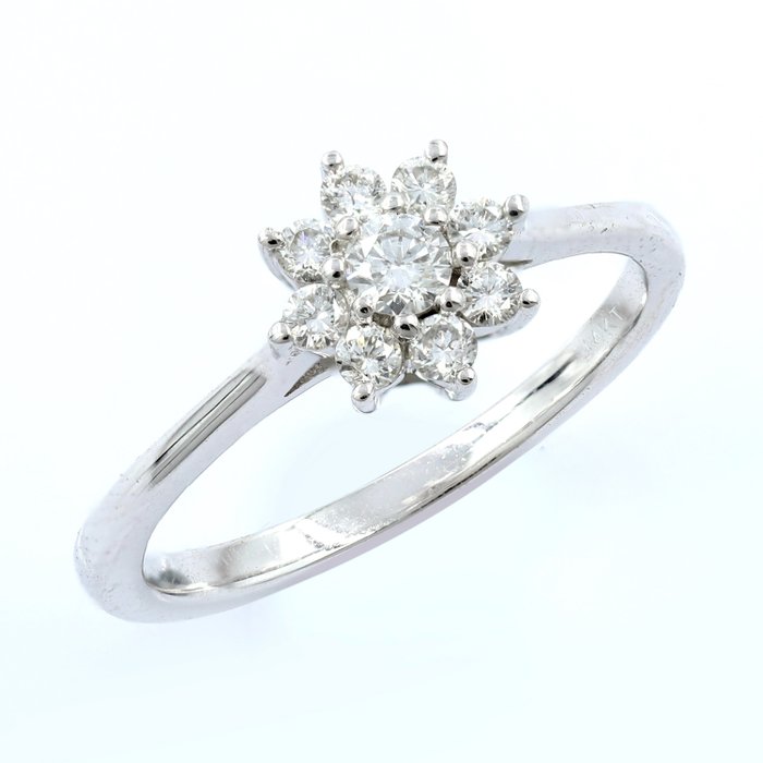 Ring - 14 karat Hvidguld -  0.35ct. tw. Diamant (Natur)