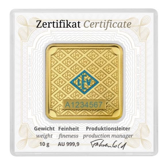 10 gram - Guld 999 - Geiger Edelmetalle, Germany - Forseglet  Med certifikat