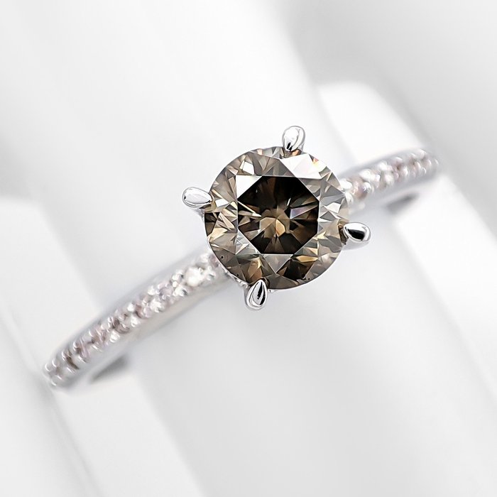 Ring - 14 karat Hvidguld -  0.83ct. tw. Grå Diamant (Naturfarvet) - Diamant