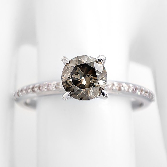 Ring - 14 karat Hvidguld -  0.83ct. tw. Grå Diamant (Naturfarvet) - Diamant