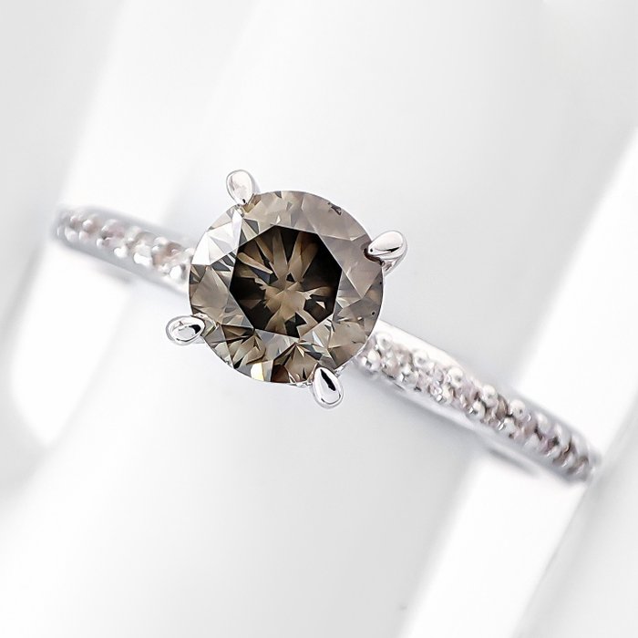 Ring - 14 karat Hvidguld -  0.83ct. tw. Grå Diamant (Naturfarvet) - Diamant