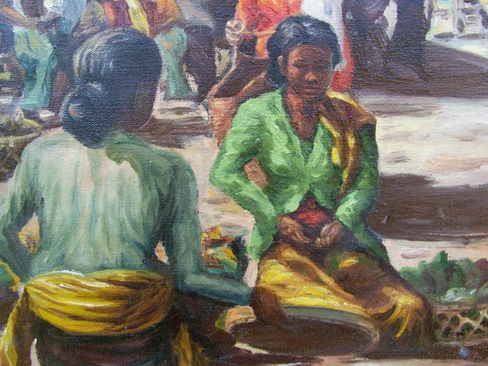 Indische school (XX), signed S. Wantoh - Vrouwen op de Pasar